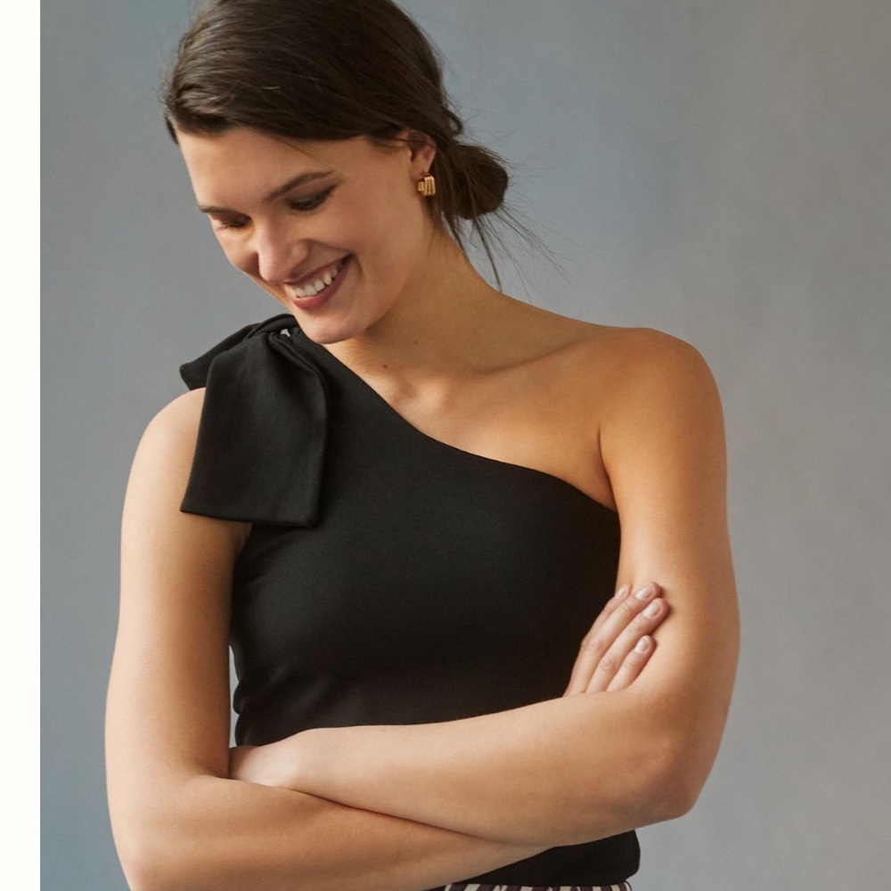Bishop + Young One-Shoulder Tie Tank Navy Stripe from Anthropologie - Picture 4 of 10